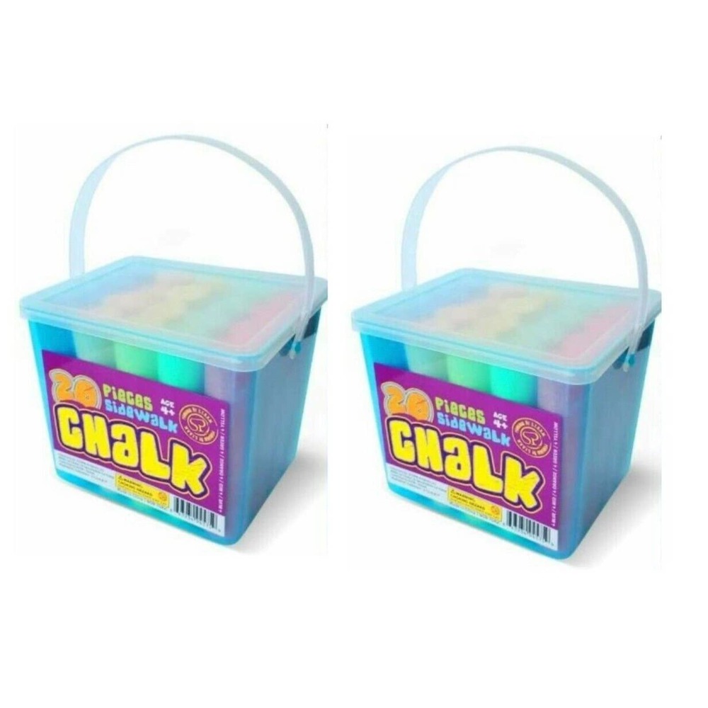LOT OF 2 Sidewalk Chalk Sets For Kids For Outside Bulk Washable Chalk Bucket